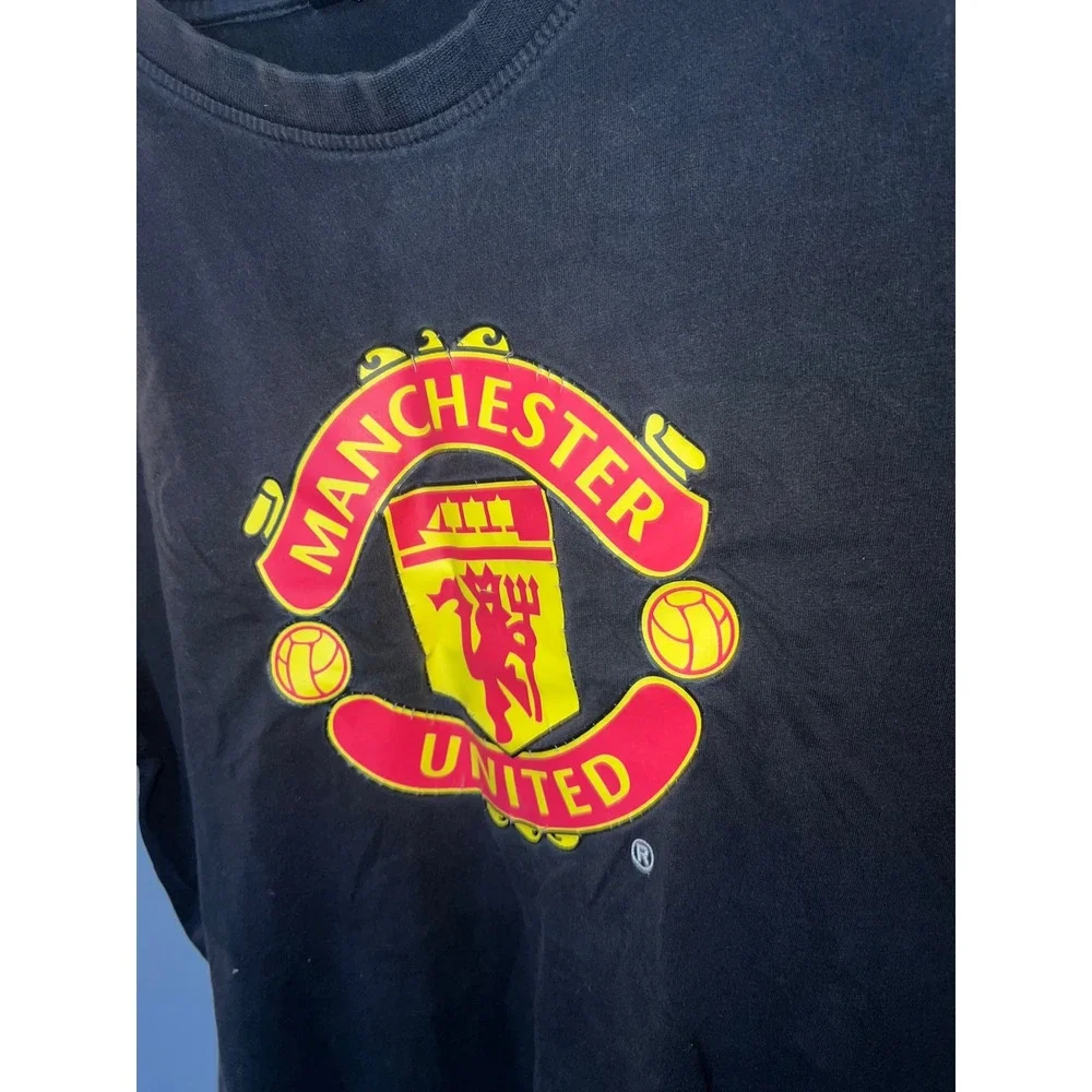 Manchester United Graphic T-Shirt‎ Mens Large Black Soccer Football Club Crest L